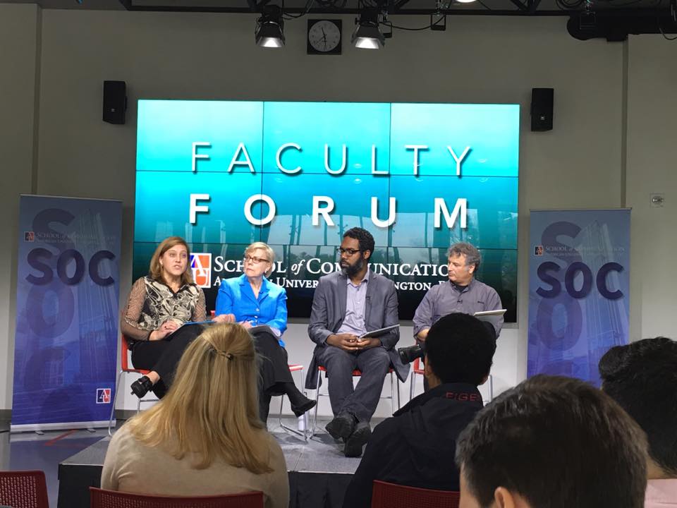 From left to right: Molly O’Rourke, Jane Hall, Deen Freelon, and Leonard Steinhorn 