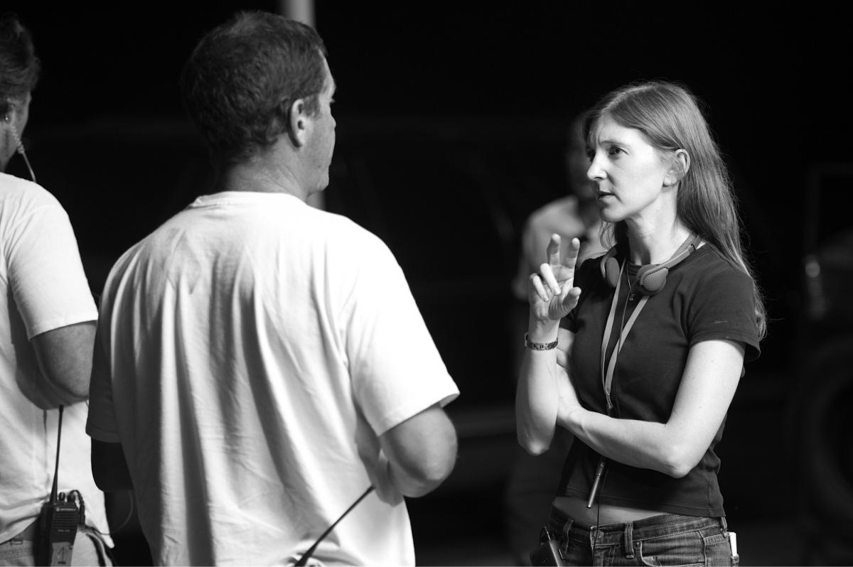 Director Claudia Myers on the set of Fort Bliss