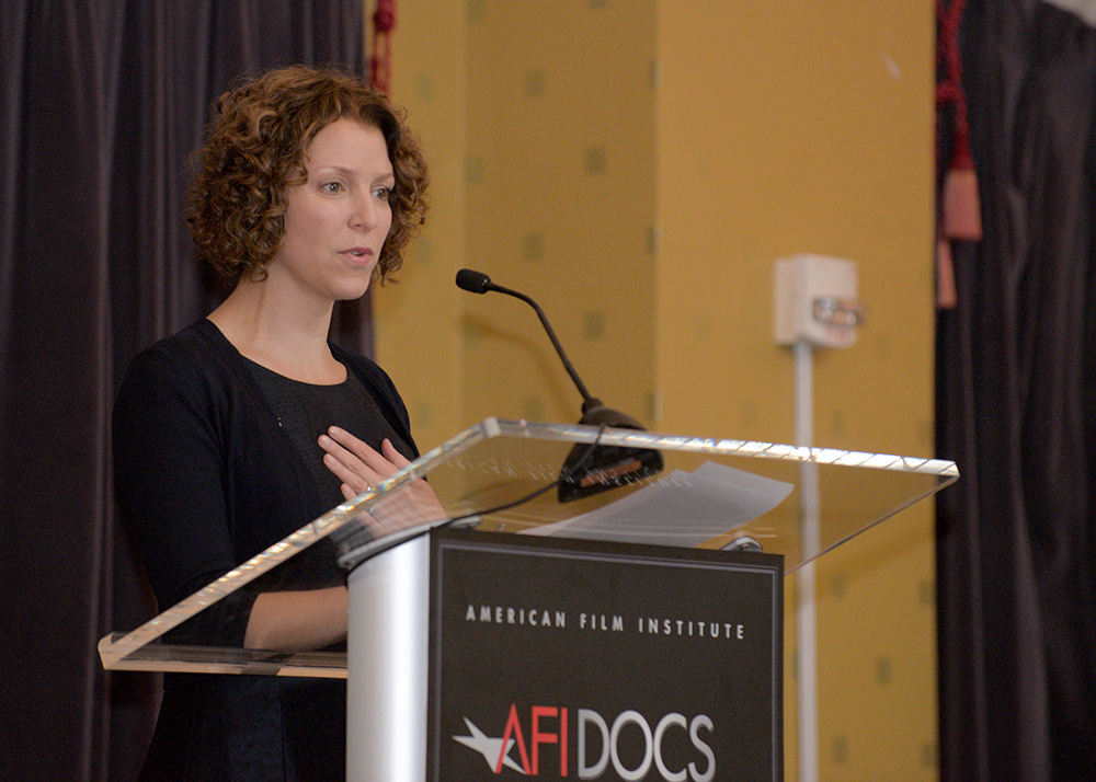 'FRONTLINE executive producer Raney Aronson-Rath delivers the keynote address at AFI Docs.